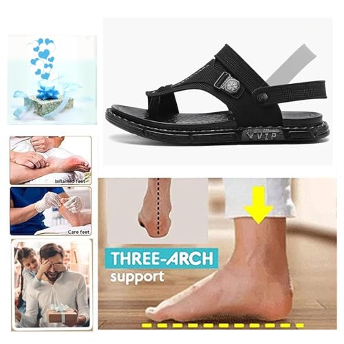 CLSQLXYJZC Men's Slip-On Adjustable Bunion Orthopedic Sandals with Arch Support, Casual Summer Breathable Orthopedic Non-slip Flip Flops, for Heartwarming Men Birthday Ideas, Plantar Fasciitis3