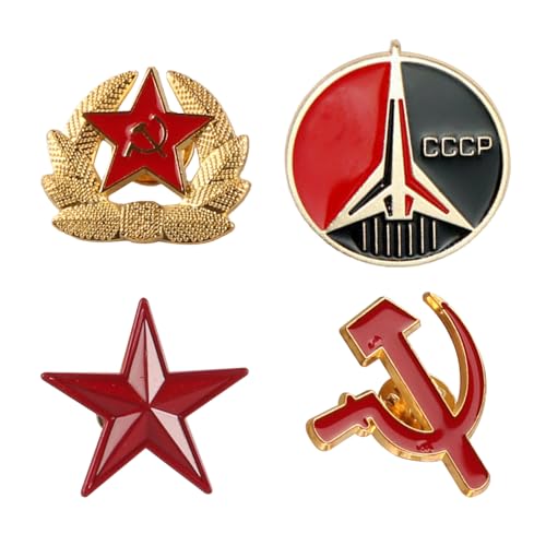 Sarini 4 broches con Emblema de Estrella de Metal, símbolo de Estrella, Hoz, Martillo, Insignia para Ropa, Bolsos, Chaquetas y Accesorios de joyería