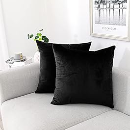 NiNi ALL Decorative Throw Pillow Covers Pack of 2, Velvet Throw Pillow Cases for Couch Pillows Cover Bedroom Living Room Outdoor, Pillow Covers 18×18 Inch Black
