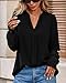 Okiwam Womens Long Sleeve Tops V Neck Shirts Dressy Casual Blouses Business Work Clothes 2026 Fall Fashion Outfits-L Black