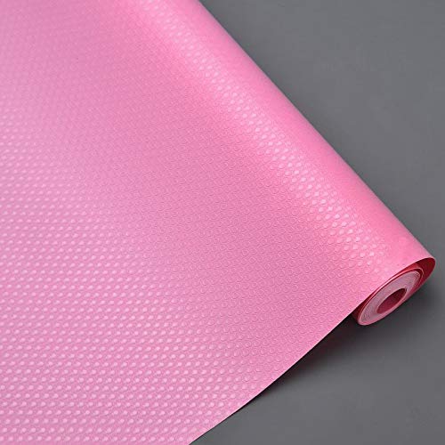 MORE BUY Multipurpose Plastic Ethylene Vinyl Textured Super Strong Anti-Slip Mat Liner for Fridge/Kitchen/Drawer/Table/Refrigerator/Bathroom/Book Shelf(Size: 45 X 500 cm, 5 Meter Roll) (Pink)