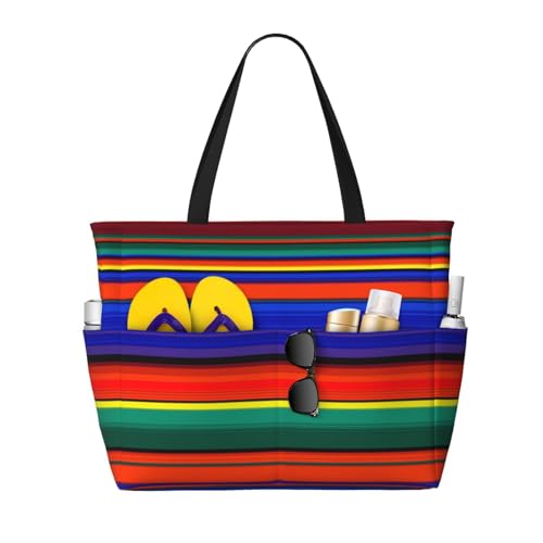 Mexican Serape Large Capacity Travel Bag Lightweight Shopping Handbag Beach Tote Bags Casual Work Bag For Women