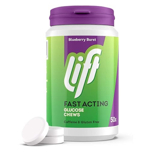 Lift Fast-Acting Glucose Chewable Energy Tablets Blueberry 6 Pack of 50-Tablet Tubs
