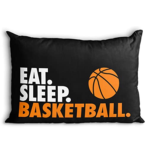 Image of Eat Sleep Basketball Pillowcase | Basketball Pillowcase Home Decor | Black