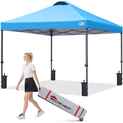 Image of MASTERCANOPY 10x10 Durable Pop Up Canopy Tent with Roller Bag, Sky Blue