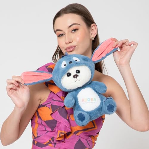 Image of ADORA Hoodie Teddy Bear Soft Toy | Cute Huggable Plushie for Kids & Girls | Blue Soft Toy Gift | Birthday Gift Teddy Bear with Hoodie | Soft Plush Toy for Girlfriend & Sister- 25 cm