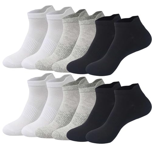 HAOLEI Calcetines Invisibles Hombre Mujer,Pack de 6 Pares Calcetines Deporte Caña Baja Verano de Algodón Absorben la Humedad Transpirables para Correr, Casa, Trabajo, Uso Diario Color Liso S,M,L
