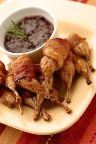 Manchester Farms Bacon Wrapped Quail Leg, Marinated, Partially Boned, 80 Count, All-Natural,...