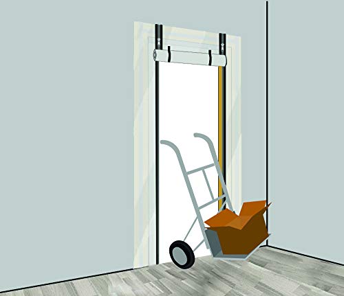 Green Home Staubschutztür Folie mit Reißverschluss Bautür [PE-Folie] 1,20 x 2,20 m inkl. doppelseitigem Klebeband und KLETTVERSCHLUSS