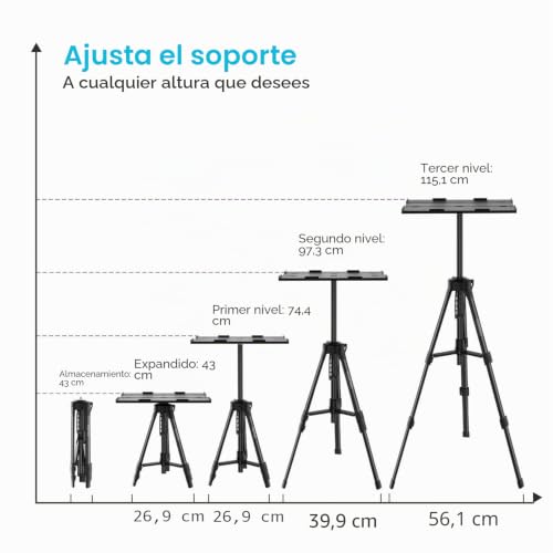 Soporte de suelo para proyector Vamvo negro, pie ajustable y base estable 6