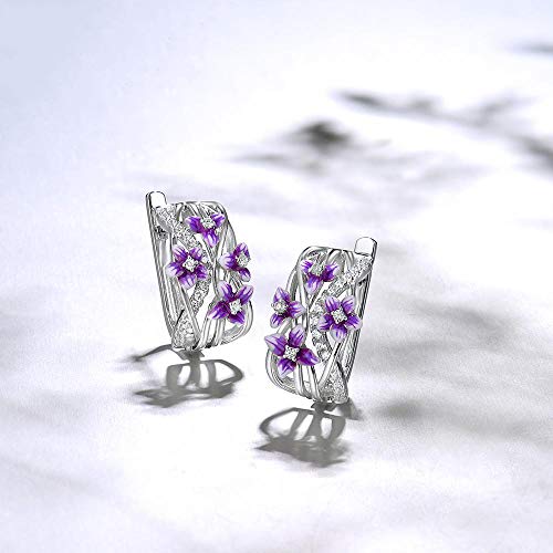 Boucles d'oreilles fleur violette légères anti allergies peau sensible - 4