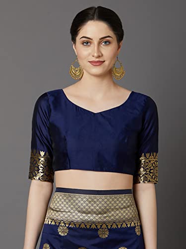 Image of AKHILAM Women's Kanjivaram banarasi silk Woven Design Saree With Unstitched Blouse Piece Saree With Un-Stiched Blouse