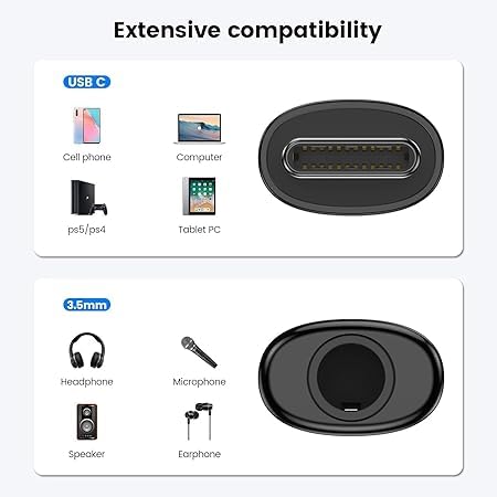 Image of Realme USB-C to 3.5mm Headphone Jack Adapter | Type-C to AUX Audio Converter for OnePlus, Xiaomi, Realme, Vivo (NOT for Samsung /iPad /Pixel) - Black