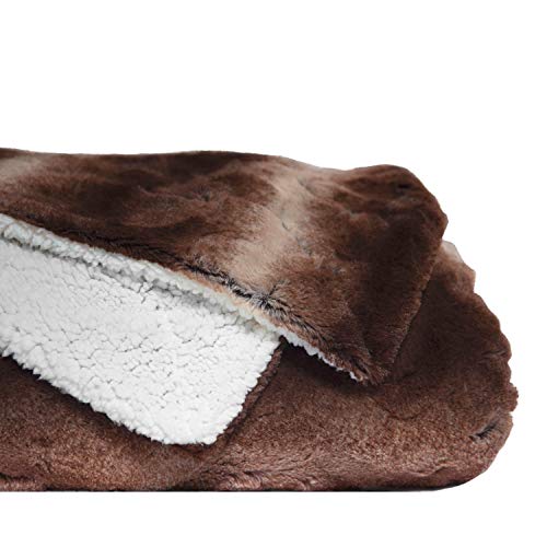 mello Plaid canape Grande Taille | Plaid Fourrure Reversible Peau de Mouton, Couvre lit 150x200 | Plaid Polaire Tout Doux, Couverture Polaire pour jeté de canapé, Dessus de lit | Lavable, Marron