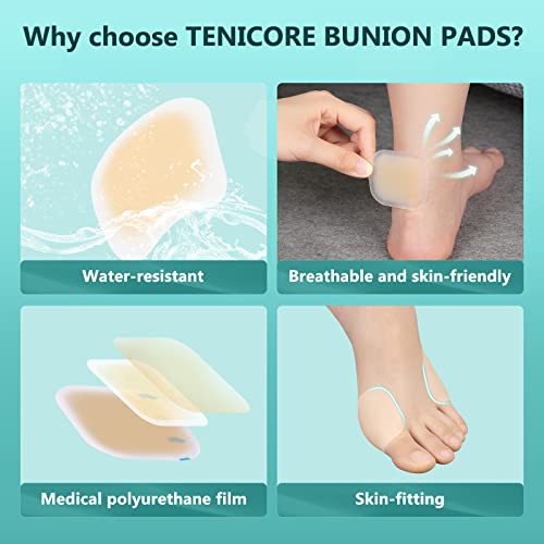 Tenicore Bunion Pads, Bunion Relief, Blister Pads For Women And Men, Hydrocolloid Bandages, Toe And Foot Corn Protector Pads, Sole & Heel Cushions, Waterproof, Thin, 10Pcs #TOP2