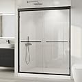 Shower Doors, 56–60'' W x 72'' H Sliding Glass Shower Door, Matte Black Aluminum Frame, 1/4'' (6mm) High-Strength Tempered Glass, for Walk-in Showers