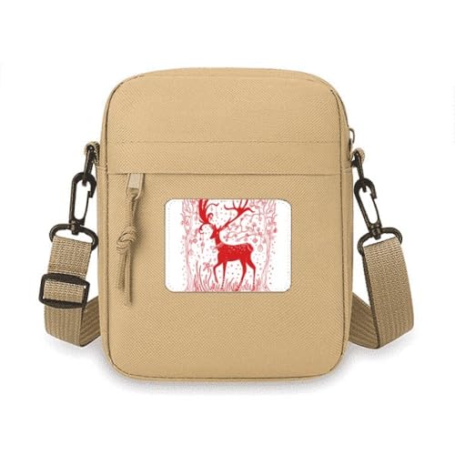 Petit sac bandoulière téléphone femme pochette portable motif cerf simili cuir