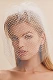 Passat Ivory Bridal Veil Russian Tulle Bird Cage Blusher Wedding Veil Double-Layer Birdcage Veil Wedding For Bride Wedding Face Veil Bridal Blusher veil Short Headpiece