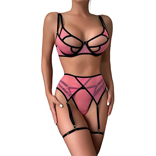 Tenue sexy dentelle et chaîne qui galbe les courbes féminines