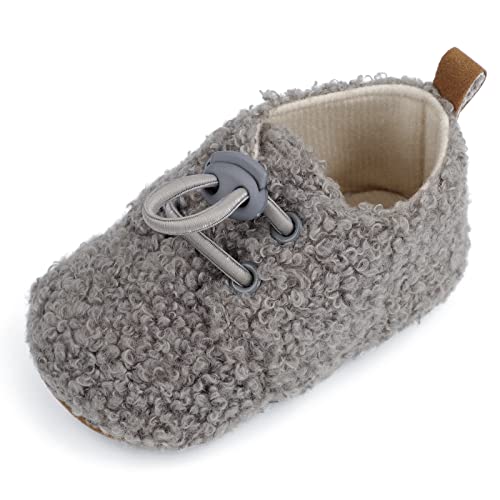Cheerful Mario Hausschuhe Baby Mädchen Jungen Lauflernschuhe Weiches Fleece Wildleder Sohle Grau 12-18 Monate Cover