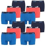 PUMA 12 er Pack Boxer Boxershorts Herren Unterwäsche sportliche Retro Pants, Farbe:Red/Blue, Bekleidungsgröße:L