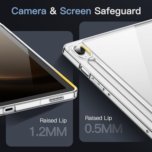 JETech Clear Case for Samsung Galaxy Tab S10 Lite / S10 FE / S9 FE 10.9-Inch, Anti-Yellowing Transparent Shockproof Slim Cover with Hard PC Back and Soft TPU Bumper (Clear)
