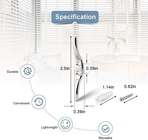 AIEVE Cleat Hook,10 Pack Cleats for Blinds, Blackout Curtains Zinc Alloy Cleat Hooks,Retractable Washing Line,Blind Hooks/Blind Cord Hook with Screws (6.4 cm/2.5 in)