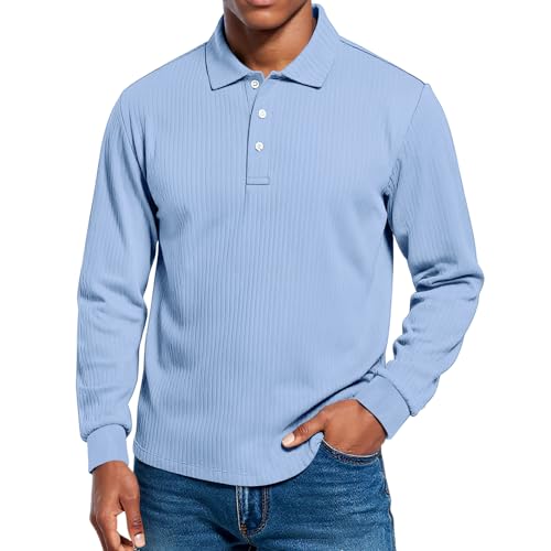 Long Sleeve Polo Shirts for Men Mens Knit Sweater Polos Lightweight Casual Dress Pullover Sweaters