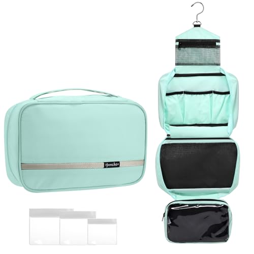 homchen Hängende Toilettentasche Travel Kit für Männer Frauen, Upgrade Große Kapazität Waschtasche Make-up Tasche mit 4 Fächern, Faltbare Kompakte Größe (Mintgrün)