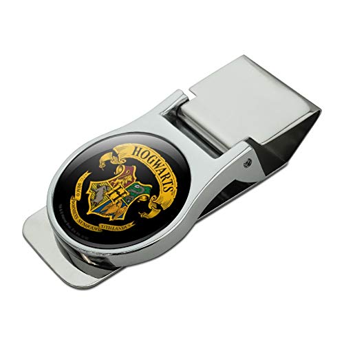 Harry Potter Ilustrated Hogwart's Crest Satin Chrome Plated Metal Money Clip