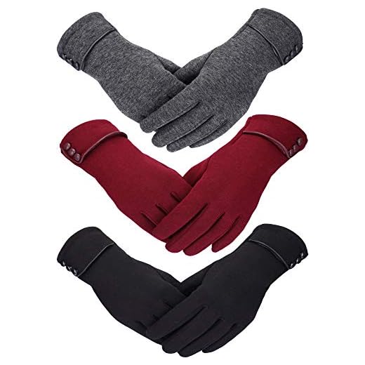 Patelai 3 Pairs Womens Gloves Winter Touchscreen Texting Phone Windproof Gloves Fleece Lined Cold Weather Warm Gloves
