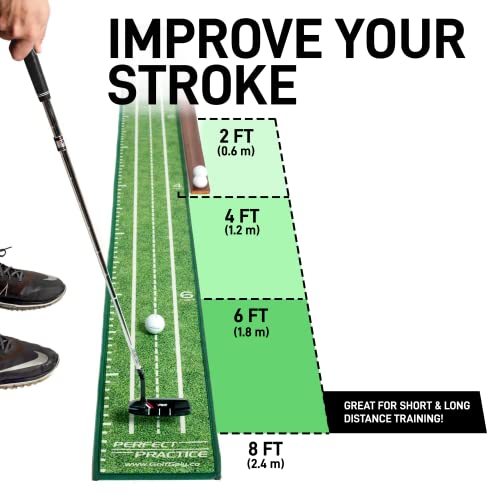 PERFECT PRACTICE Compact Putting Mat - Indoor Golf Putting Green w/Reduced-Sized Hole - Putting mat for Indoors and Outdoors Practice - Golf Training Aid for Home - Golf Accessories & Gifts for Men