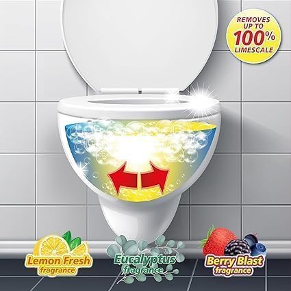 Image of 20 Tablet Flush Toilet Bowl Cleaner Tablets, Bathroom Toilet Tank Cleaner, Powerful Cleaning Ball Toilet Blue Deep Clean Bubbles, Mild Lemon Scent (20 Unit Lemon tabletss)