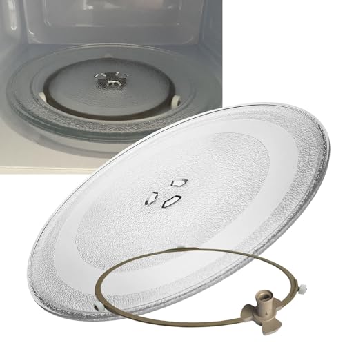 WORDFUN Mikrowellenteller, Ersatz Teller Glasplatte, 24.5cm /31.5cm Drehteller Für Mikrowelle, Rund Drehteller Mit Drehring Und Kuppler, Glasdrehteller Für Mikrowellen, Hitzebeständig