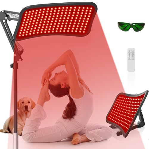 Red Light Therapy for Face Body, Advanced 2-in-1 Red Light Therapy Lamp with Desktop Stand, Tri-Wavelength 660nm, 850nm, 940nm Infrared Light Panel with Timer for Skin Care, Full Body Pain Relief