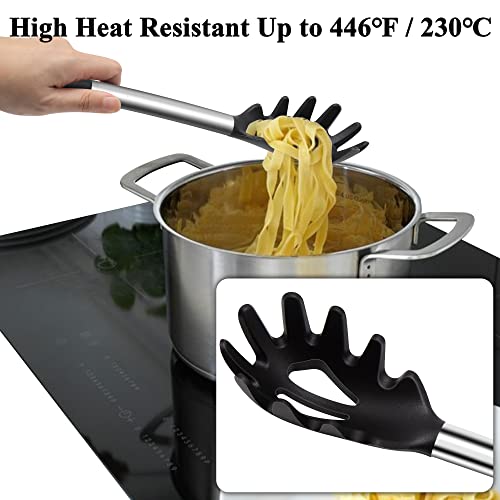 Silicone Cooking Spoons, Large Heat Resistant Silicone Pasta Slotted Spoon Solid Spoon For Nonstick Cookware, Bpa Free Black Silicone Kitchen Spoons Dishwasher Safe For Cooking Mixing Serving, 3 Pack #TOP4