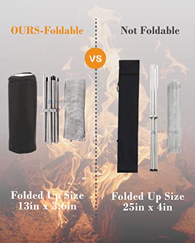 Portable Outdoor Fire Pit 22 Inch - Portable Fire Pit Collapsing Stainless Steel Mesh Fireplace Foldable - Camping Gear For Patio, Backyard And Garden Add 5 Pack Roasting Sticks #TOP6