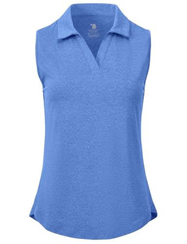 Image of BGOWATU Women's Sleeveless Golf Polo Shirts Collared V Neck Tennis Tank Tops UPF 50+ Quick Dry Lightweight