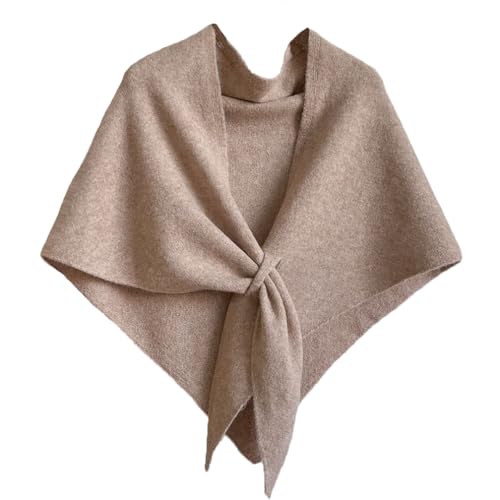 Women Elegant Knit Triangle Shawls Wraps Trendy Solid Color Tie Up Knotted Pashmina Scarf Sweater Fall Winter