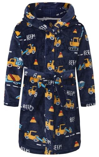 Listado de Albornoces para Niño para comprar online. 46 Albornoces con capucha para niños, bata de felpa suave, mullida y cálida para niños, Camiones Navy, 3 Años/4 Años