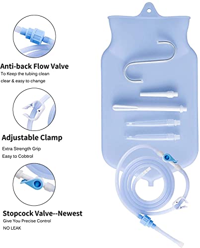 Image of TopQuaFocus 2Qt Silicone Enema Kit for Colon Cleaning, Reusable Home Coffee Enema Bag - 6.5ft Long Tube Clear Colon Cleanse Enemas Bag for Women & Man
