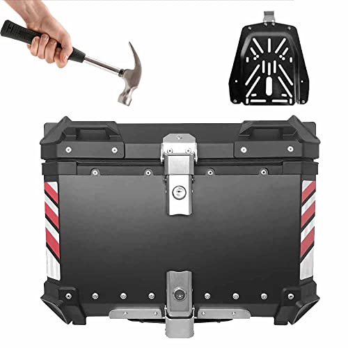 Top case moto alu 55L haut de gamme finition noire avec fermeture sécurisée