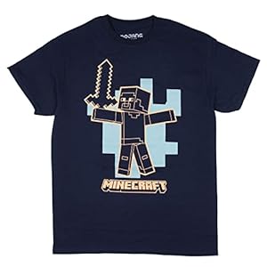 Minecraft Mens Steve with Diamond Sword Design Gaming T-Shirt