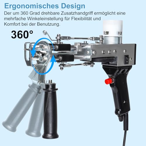 ZOWWFAST Tufting Gun, 2 in 1 Teppich Tufting Machine mit Cut Pile oder Loop Pile Rug Gun Machine, Teppich Pistole für High-Speed Weben von Teppichen, Schwarz