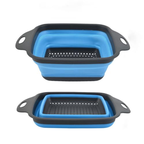 ZORVYN Scolapasta in Silicone, 1 Pezzo, Rispettoso dell'Ambiente, Non Tossico, Facile da Pulire, Per Pieghevole e Plastica, sopra il Lavandino, Colino, Setaccio, Lavabile in Lavastoviglie (Blu)