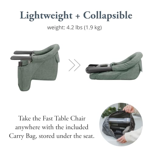 Image of Inglesina Fast Table Chair - Pine Green Melange + Fast Dining Tray - Portable Baby High Chair - for Babies & Toddlers up to 37 lbs - Fits Tables 0.8'' to 3.5'' Thick - Compact - Travel Bag Included
