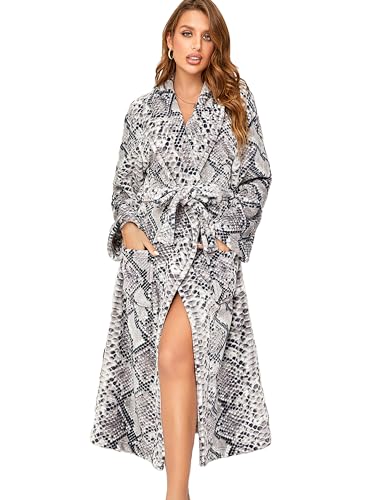 Image of RONGTAI Womens Bathrobe Ladies Fleece Plush Warm Long Robes Fleece Nightgown Sleepwear