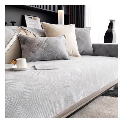 AOPPLSOT Chenille Sofa Cover, Sofa Cover 2 3 4 1 Seater, Couch Covers Non-Slip, Sofa Cover L Shape Corner Sofa, Cover Couch for Living Room, Universal,Grey,70 * 70cm
