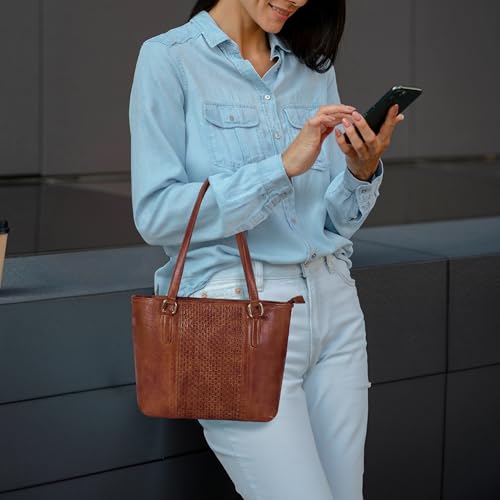 Image of Leather Purse For Women - Real Leather Tote For Women - Ladies Shoulder Handbag For Work, Travel, Casual Use