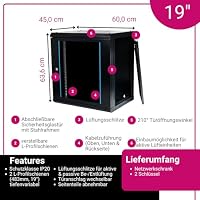 Netzwerkschrank 19 Zoll 12HE I 450 mm Tiefe I Serverschrank Schwarz – Ansicht 3